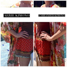 Load image into Gallery viewer, Kimono - resort red floral event wrap / cover up caftan pareo beach pool lake vacation new best seller 2021 gift present autumn fall winter