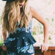 Load image into Gallery viewer, S-XXL - Royal Navy Tankini - 2-Pc floral Swimsuit feminine vintage chic