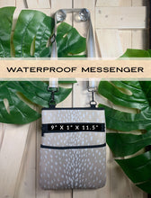 Load image into Gallery viewer, Ivory Doe light beige NEOPRENE bag + white deer speckled print in Crossbody or Tote size or Duo 2-in-1 combo purse + tote antelope khaki