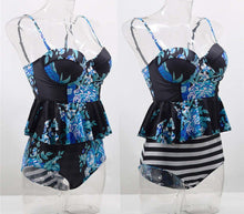 Load image into Gallery viewer, S-XXL - Royal Navy Tankini - 2-Pc floral Swimsuit feminine vintage chic