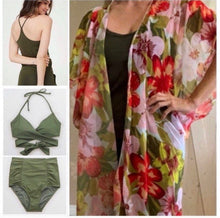 Load image into Gallery viewer, Kimono: resort floral swim wrap (pink or red) cover up / caftan / lounge beach or bath / best seller 2021 gift present vacation birthday