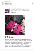 Load image into Gallery viewer, new Neoprene Tote Titanium Disco metallic silver waterproof bag + black white racing checks w pink border + variations - Pink Racer purse