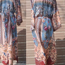 Load image into Gallery viewer, new Boho Kimono - Mulberry Blues beach / bath / bedside wrap - lounge swim vanity feminine eclectic gift
