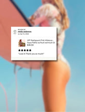Load image into Gallery viewer, UPF Rashguard Pink Hibiscus - Aqua Palms surfsuit swimsuit (S-XL) white pink peach aqua mint beach pool surf swim women feminine modest