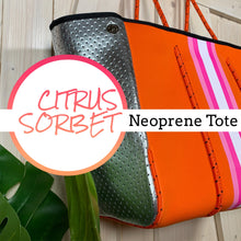 Load image into Gallery viewer, Aquamarine Geode Neoprene Tote bag blue navy turquoise white gold with baseboard pocket and zip pouch