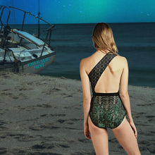 Load image into Gallery viewer, S-XL petite swimsuit Emerald • Mist 1-shoulder / Teal 2-shoulder / Black Jade longsleeve rashguard green navy black gold white cruise resort