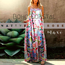 Load image into Gallery viewer, new Native Rose coastal maxi sundress wind whimsy beach cover-up S or L