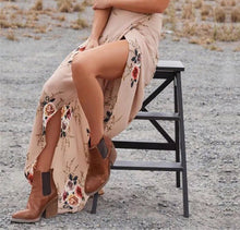 Load image into Gallery viewer, S-3XL Melbourne Sands maxi / smocked sundress / airy beach dress beige + rouged roses