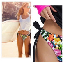 Load image into Gallery viewer, S - 2XL 2-pc surfsuit Mar-a-Lago Mariposa UPF rashguard top & bikini bottoms w side ties butterflies hibiscus pink black butterflies 2023