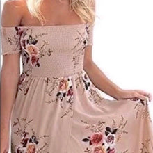 Load image into Gallery viewer, S-3XL Melbourne Sands maxi / smocked sundress / airy beach dress beige + rouged roses