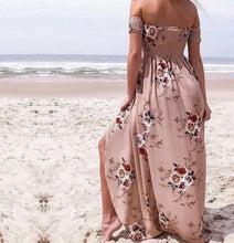 Load image into Gallery viewer, S-3XL Melbourne Sands maxi / smocked sundress / airy beach dress beige + rouged roses