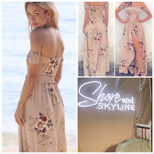 Load image into Gallery viewer, S-3XL Melbourne Sands maxi / smocked sundress / airy beach dress beige + rouged roses