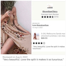 Load image into Gallery viewer, S-3XL Melbourne Sands maxi / smocked sundress / airy beach dress beige + rouged roses