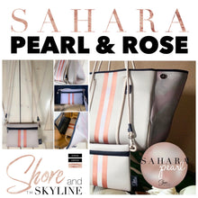 Load image into Gallery viewer, Neoprene Waterproof Tote cheetah + metallic bronze pink & black racing stripes +various grey gray navy blue aqua violet red silver gold bag