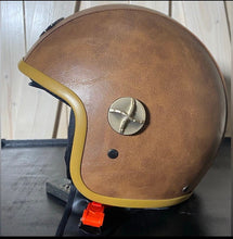 Load image into Gallery viewer, NWT Helmet - His & Her M-XL Prix Black Racer / Aqua Blossom / Vintage Red Camel - DOT certified motorcycle Vespa riding helmets + visor