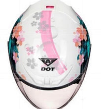 Load image into Gallery viewer, NWT Helmet - His & Her M-XL Prix Black Racer / Aqua Blossom / Vintage Red Camel - DOT certified motorcycle Vespa riding helmets + visor