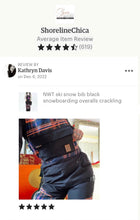 Load image into Gallery viewer, NWT ski snow bib black snowboarding overalls crackling fire vector plaid waterproof adjustable