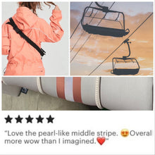 Load image into Gallery viewer, NWT 2-in-1 © SAHARA PEARL Tote & Crossbody premium sand beige neoprene w/ dusty rose camo sides metallic rose-gold stripes sunset champagne