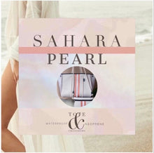 Load image into Gallery viewer, UPF Rashguard Neon Coral Palms surfsuit on cream white swimsuit sun-kissed bright orange palm leaves beach pool surf swim women modest