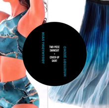 Load image into Gallery viewer, Aquamarina SWIMSUIT 1 or 2 piece XS-2XL sea blue aqua turquoise aquamarine geode swirls + ombré beach cover-up skirt Valentines Vacay gift