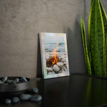 Load image into Gallery viewer, Bonfire Pearl wall art beach house guest room decor photo canvas 1 of 3 collage set housewarming lake cabin ocean front staging picture