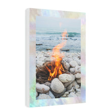 Load image into Gallery viewer, Bonfire Pearl wall art beach house guest room decor photo canvas 1 of 3 collage set housewarming lake cabin ocean front staging picture