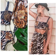 Load image into Gallery viewer, Swim Set SERENGETI swimsuit bikini + cover-up dress / midi or maxi skirt
