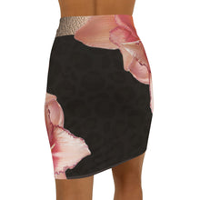 Load image into Gallery viewer, resort cover skirt Dark Leopard pink hibiscus midi swim skirt cover-up womens stretch swim-skirt beach cruise pool yacht Shore and Skyline