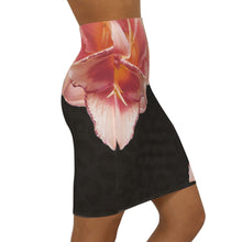 Load image into Gallery viewer, resort cover skirt Dark Leopard pink hibiscus midi swim skirt cover-up womens stretch swim-skirt beach cruise pool yacht Shore and Skyline