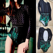 Load image into Gallery viewer, NEW 3 style petite swimsuit Teal Mist 2 / Emerald Mist 1 - shoulder swim or Black Jade longsleeve rashguard regal resort cruise coordinates