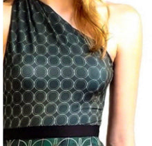 Load image into Gallery viewer, new UPF Black • Jade longsleeve swimsuit S-XL or one-shoulder one piece Emerald • Mist - sz L green gold geometrics modest edgy unique