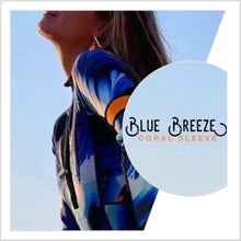 Load image into Gallery viewer, S-XL UPF Rashguard Blue Breeze Coral longsleeve one-piece royal blue white & blackest navy swimsuit + tangerine surf swim ski paddle kayak