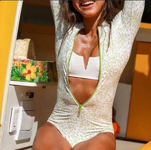 Load image into Gallery viewer, nwt Lime Roar leopard rashguard XS, M, XL longsleeve UPF swimsuit surf snorkel