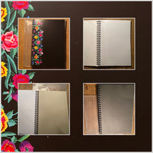 Load image into Gallery viewer, JOURNAL black floral ( lattice border bouquet bamba ) lined vacation diary prayer plan brainstorm spiral notebook dream write remember