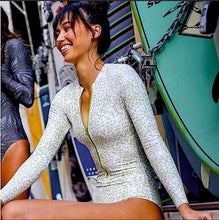 Load image into Gallery viewer, nwt Lime Roar leopard rashguard XS, M, XL longsleeve UPF swimsuit surf snorkel