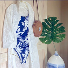 Load image into Gallery viewer, Neoprene TOTE - Amethyst Lagoon: violet purple blue bag +weathered aqua turquoise teal Beach Pool Lake Travel catch-all waterproof washable