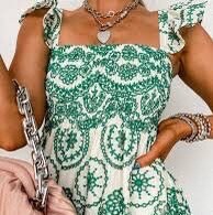 Load image into Gallery viewer, new smocked sundress Boho Red Green or Bluebonnet MAXI white floral eyelet embroidery ruffled femme dress Spring Summer baby bridal birthday