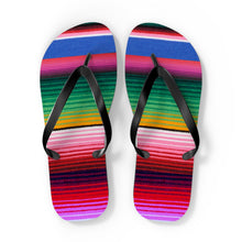 Load image into Gallery viewer, new Serape Olé FLIP FLOPS waterproof Mexican striped slip-on sandals womens sz 7 8 9 10 11 Shore And Skyline La Bamba Swim Beach Pool Line
