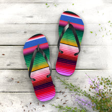 Load image into Gallery viewer, new Serape Olé FLIP FLOPS waterproof Mexican striped slip-on sandals womens sz 7 8 9 10 11 Shore And Skyline La Bamba Swim Beach Pool Line