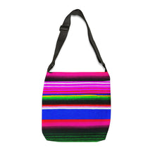 Load image into Gallery viewer, Bamba Black Floral Purse 16-inch ( or 18-inch Serape Olé striped ) Adjustable Crossbody / Water-resist Messenger Bag AOP - Shore and Skyline