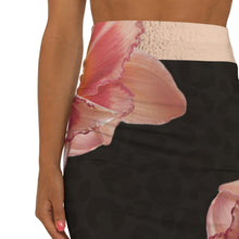 Load image into Gallery viewer, resort cover skirt Dark Leopard pink hibiscus midi swim skirt cover-up womens stretch swim-skirt beach cruise pool yacht Shore and Skyline