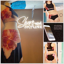 Load image into Gallery viewer, resort cover skirt Dark Leopard pink hibiscus midi swim skirt cover-up womens stretch swim-skirt beach cruise pool yacht Shore and Skyline