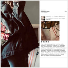 Load image into Gallery viewer, NWT 2-in-1 © SAHARA PEARL Tote & Crossbody premium sand beige neoprene w/ dusty rose camo sides metallic rose-gold stripes sunset champagne