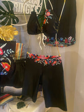 Load image into Gallery viewer, XS-2XL Bamba Serape SWIM SHORTS aqua bikers black flowers stripes pool cover-up beach resort cruise coordinate surf dive bike paddle modest