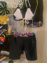 Load image into Gallery viewer, XS-2XL Bamba Serape SWIM SHORTS aqua bikers black flowers stripes pool cover-up beach resort cruise coordinate surf dive bike paddle modest