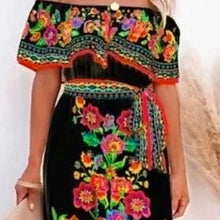 Load image into Gallery viewer, Blanca Boho beach maxi + form flattering twist on tradition with smooth floral print light travel quince wedding shower airy photography