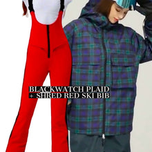 Load image into Gallery viewer, nwt ski BIB adjustable fit in Shred RED or HP Purple waterproof snow insulation - Picture 7 of 16