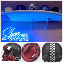 Load image into Gallery viewer, NWT Helmet - His & Her M/L Prix Black Racer + white racing checks w brick red interior ABS - dot certified motorcycle safety w clear visor