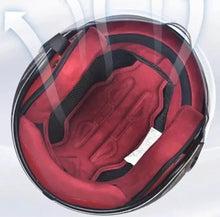 Load image into Gallery viewer, NWT Helmet - His & Her M/L Prix Black Racer + white racing checks w brick red interior ABS - dot certified motorcycle safety w clear visor