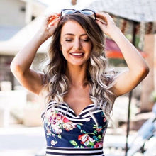 Load image into Gallery viewer, S-3XL Floral SubMarina TANKINI swimsuit two-piece beautiful blue red floral stripes best seller 2021